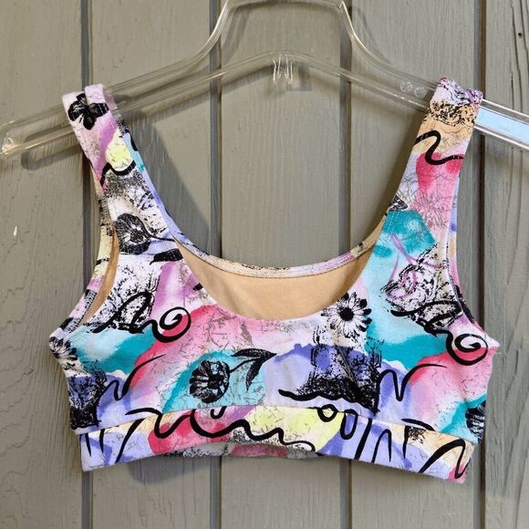 Vintage 90s Jacques Moret Abstract Geometric Sports Bra, SZ M, Made in USA - Picture 3 of 4